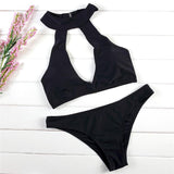 Cut Out High Neck Bikini Bathing Suit