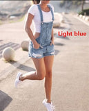 Women Summer Denim Bib Overalls Jeans Shorts