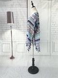 Tassel Print Chiffon Striped Beach Cover Up