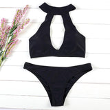 Cut Out High Neck Bikini Bathing Suit
