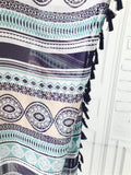 Tassel Print Chiffon Striped Beach Cover Up